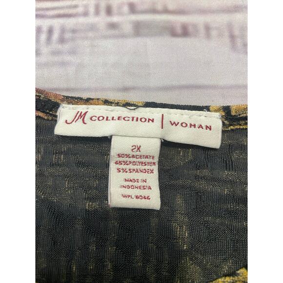 JM Collection Burnout Tunic Top Womens Plus 2X Floral Scoop Neck Stretch - Picture 2 of 10